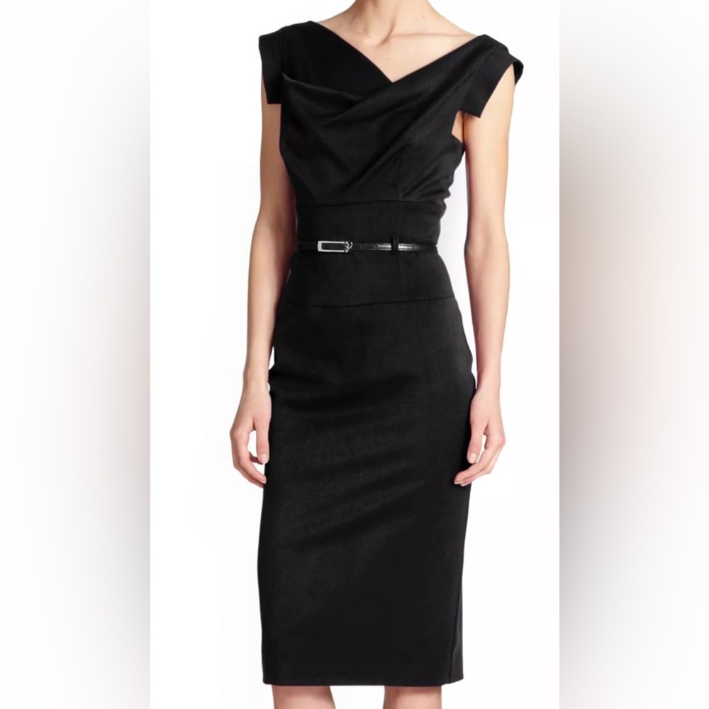 Black Halo Sheath Dress Belted Dress size 2